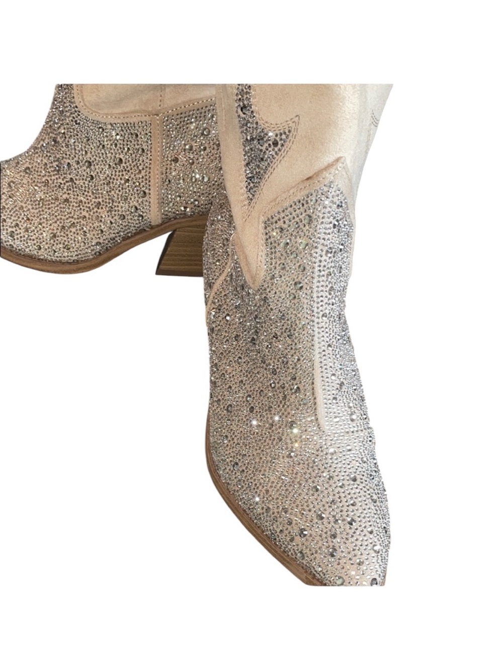 MADDEN NYC Womans Tall
Ivory Western Gliter Bling Side
Zipper Cowboy Boots Sz 8 - Picture 7 of 13